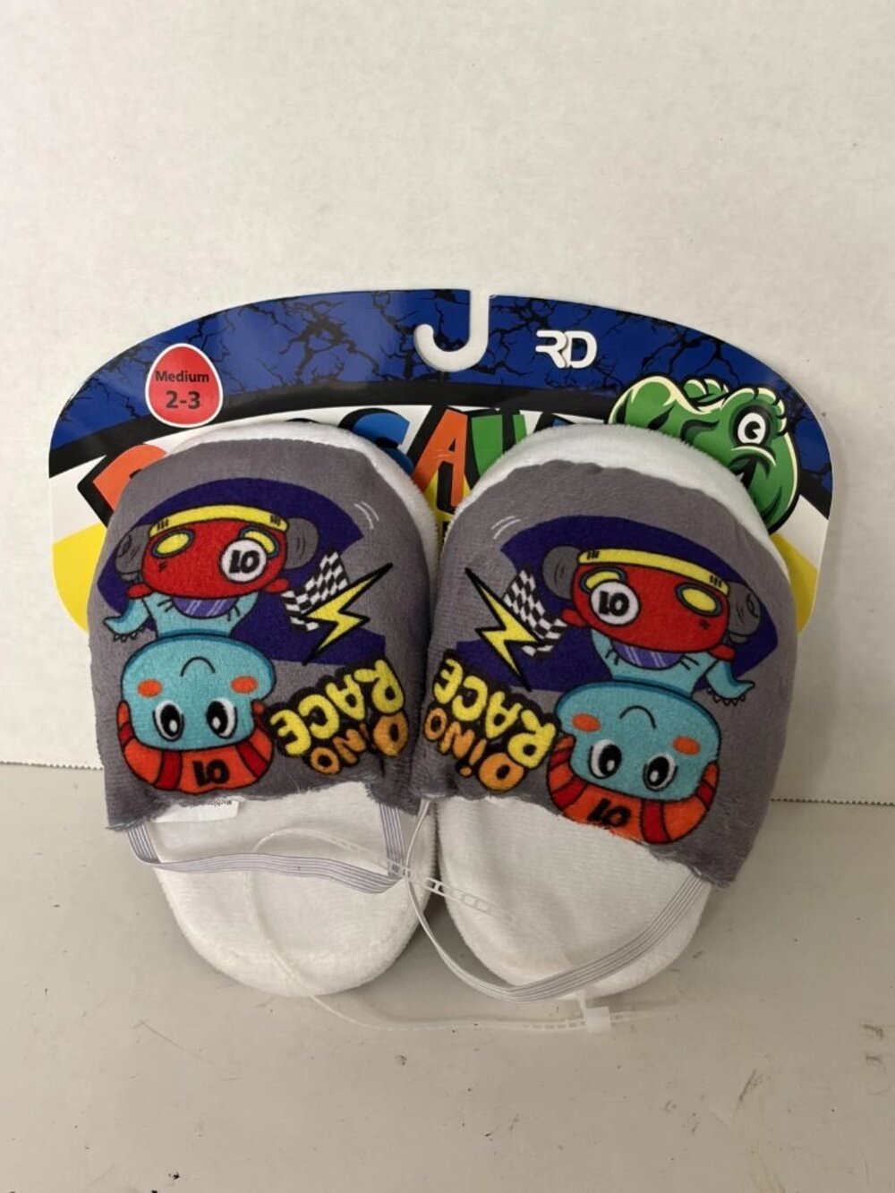 Dinosaur Kid's Slipper Set Dino Race with Strap, Medium 2-3, NEW